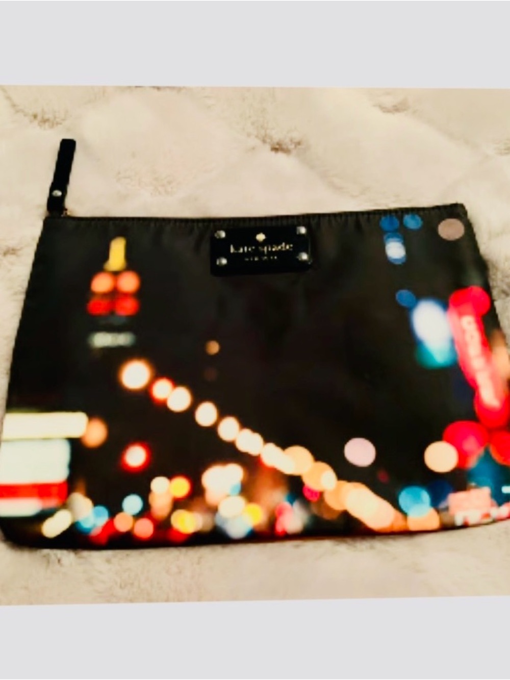 KATE SPADE Cosmetics Bag Zip-Pouch New York "City Lights"